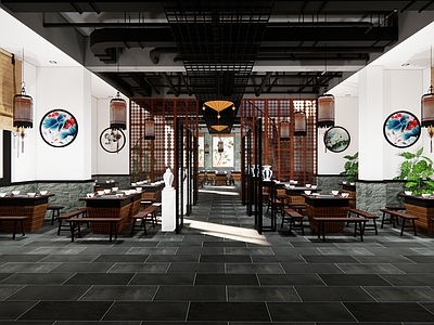 新中式风格火锅店 餐饮店 串串香 麻辣烫 烤鱼店