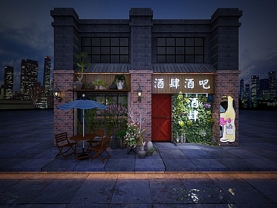 工业风音乐餐厅 酒吧门头