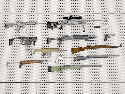 现代枪械武器墙 机枪 冲锋枪 狙击枪 步枪 手枪 98K 玩具枪