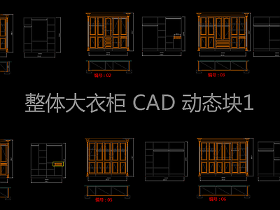 整体大衣柜CAD动态块 施工图