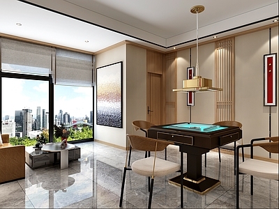 现代棋牌室 麻将桌