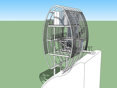 现代风格景观小建筑 铁艺观景台 旋转楼梯