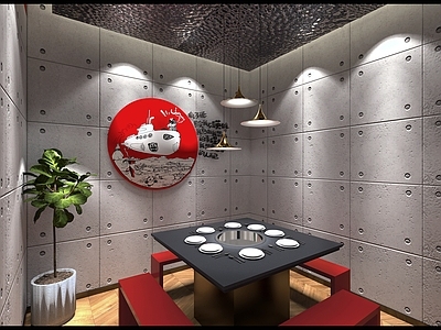 工业风格火锅店包厢 餐厅包厢 包房