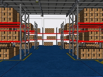 现代风格仓库 宜家仓库 货物架 钢构屋顶
