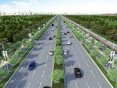 现代道路公路俯瞰图规划 市区公路道路 道路公路风景 四车道公路 路面
