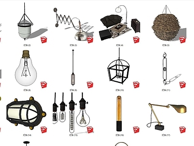 工业风格灯具组合 古典灯具 复古灯具