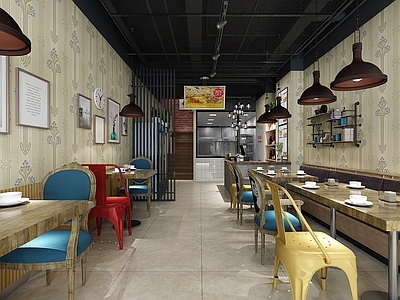 工业风烧烤店 快餐厅 前台 收银台