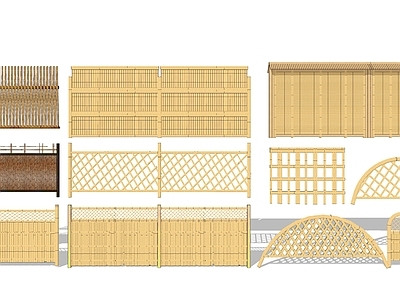 日式风格竹子栏杆 围墙 庭院景观栏杆 景观围墙