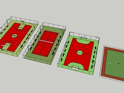 现代风格足球场 五人足球场 羽毛球场 门球场