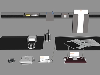 现代风格办公用品组合 小摆件 名片盒 标签纸 笔筒 写字板 挂式文件夹