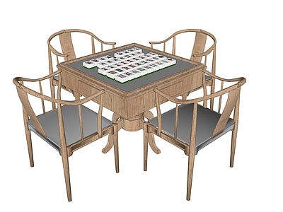 新中式风格麻将桌椅组合