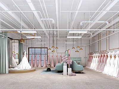 现代婚纱店 服装店 展厅 化妆台 摄影店 婚纱 沙发