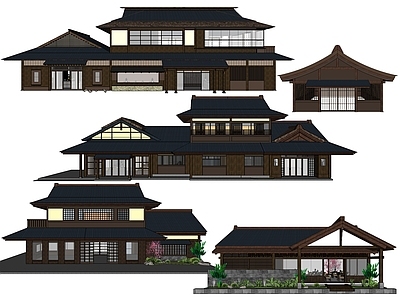 日式风格建筑 塔楼 阁楼 廊亭