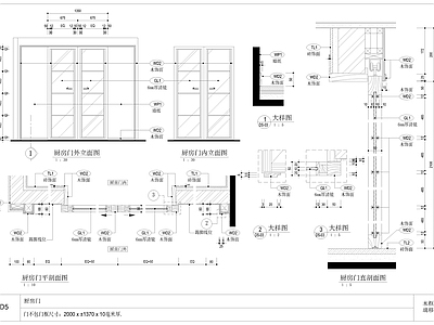 厨房玻璃移门 施工图 通用节点