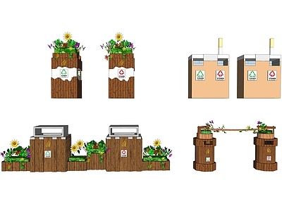 现代风格垃圾桶 木质景观垃圾桶 创意垃圾箱