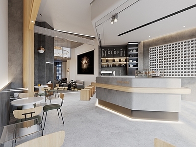 现代咖啡厅 备餐区 单层