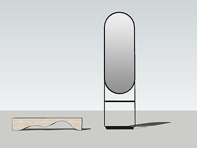 现代风格装饰架 穿衣镜 凳子 长条凳