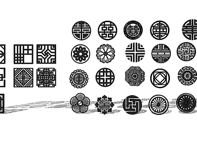 中式风格窗户组合 雕花