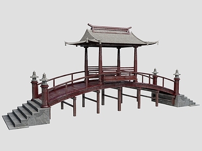 中式木桥 拱桥 景观