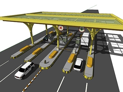 现代风格高速收费站 路障 公路 高速