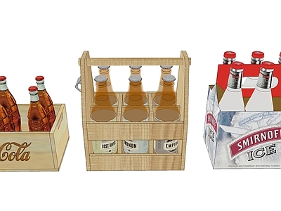 现代风格酒瓶酒杯组合 啤酒瓶 啤酒箱