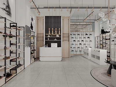 现代鞋子专卖店 鞋子 门店 收银台