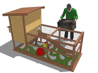 现代风格鸡 鸡窝养鸡人