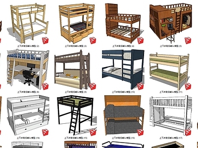 现代风格双层床 高低床 上下床