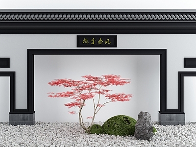 新中式庭院景观 牌坊 围墙 小品 墙 照壁墙