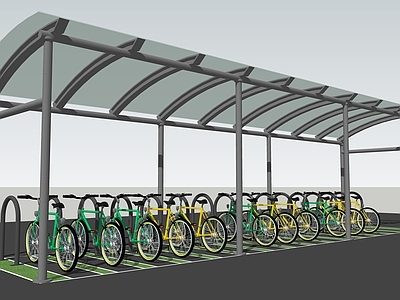 现代风格自行车 车棚