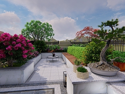 现代风格多层住宅 屋顶花园