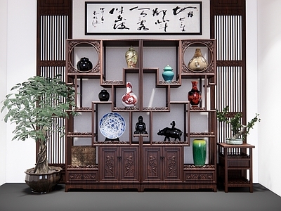 新中式风格博古架 装饰柜 装饰架 多宝阁 展示柜 展示架 书柜 书架