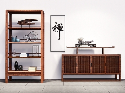 新中式风格博古架 装饰柜 装饰架 多宝阁 展示柜 展示架 书柜 书架