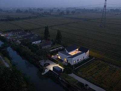 新中式风格四合院 地景建筑 乡村住宅 四水归堂 乡土建筑