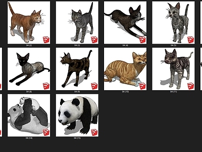 现代风格爬行类动物 猫 熊猫