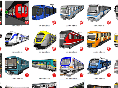 现代风格轨道车 电车 火车 地铁
