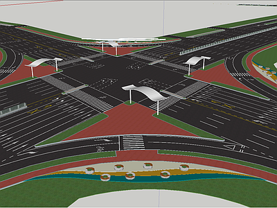 现代风格道路 路口节点 公路 马路