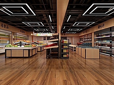 工业风生鲜店 冰柜 灯