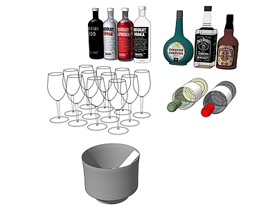 现代风格酒具 酒瓶 酒杯