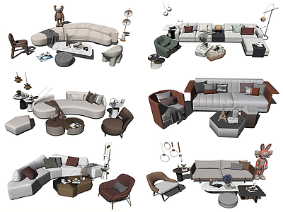 现代异形沙发茶几 弧形沙发 休闲椅