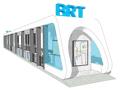 现代风格公交站台 BRT