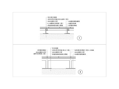 实木复合地板剖面节点大样图 钢架结构 施工图