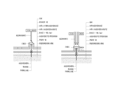 淋浴房门槛石剖面节点大样图 淋浴间推拉 施工图