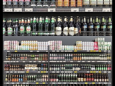 现代超市 饮料货架 酒