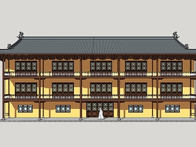 中式公建 寺庙 禅房 斋房