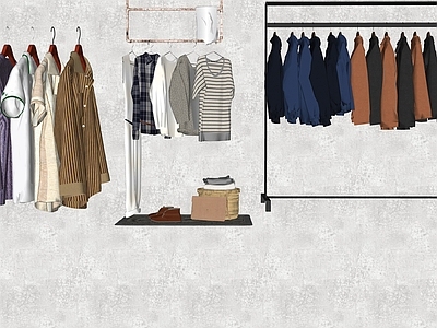 现代风格服装 服装店陈设 衣服 衣架