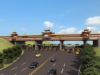 中式桥梁 道路景观