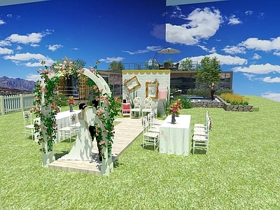 现代风格景观小建筑 婚礼布置 婚庆布置 婚礼场地 婚礼布景