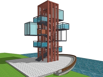 现代风格景观小建筑 观景塔楼 观鸟塔