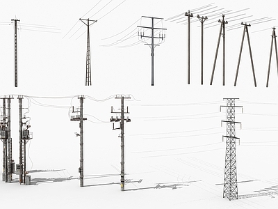 现代电缆 高压线塔 电线杆